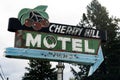 Retro neon sign for the Cherry Hill Motel in the Flathead Lake area