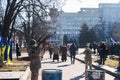 Poltava, Ukraine - 20 Feb 2022 Nebesna Sotnia Monument and requiem ceremony of Maidan and Revolution of Dignity