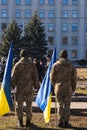 Poltava, Ukraine - 20 Feb 2022 Nebesna Sotnia Monument and requiem ceremony of Maidan and Revolution of Dignity