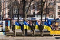 Poltava, Ukraine - 20 Feb 2022 Nebesna Sotnia Monument and requiem ceremony of Maidan and Revolution of Dignity