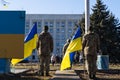 Poltava, Ukraine - 20 Feb 2022 Nebesna Sotnia Monument and requiem ceremony of Maidan and Revolution of Dignity