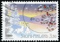 Vintage stamp printed in Finland 1999 show Christmas