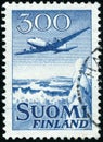 Vintage stamp printed in Finland 1958 shows aircraft