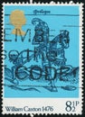 Vintage stamp printed in Great Britain 1976 shows The 500th Anniversary of Bookmaking Royalty Free Stock Photo