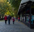 POLTAVA, UKRAINE - OCTOBER 01, 2016: Pedestrian walks in the cen