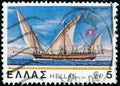 Vintage stamp printed in Greece 1978 shows Old Greek Navy Ships