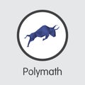 POLY - Polymath. The Market Logo of Coin or Market Emblem. Royalty Free Stock Photo