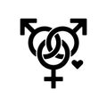 Polyamoros symbol black glyph icon