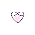 Polyamory, hand drawn logo. Ethical non monogamy concept. Notions of polygamy and open relations. Heart shape logo and