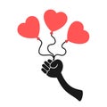 Polyamory - hand is holding multiple love hearts Royalty Free Stock Photo