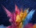 Polychrome explosion of multi-colored paint pigment Royalty Free Stock Photo
