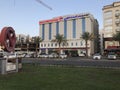 Polyclinic Hospital building with many vehicles of outpatients during the corona pandemic time Royalty Free Stock Photo