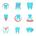 Polyclinic icons set, flat style