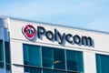 Polycom sign at company headquarters in Silicon Valley, high-tech hub of San Francisco Bay Area Royalty Free Stock Photo