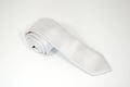 Polyester fabric white necktie rolled on white background close-up view Royalty Free Stock Photo