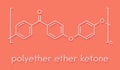 Polyether ether ketone PEEK polymer, chemical structure. Skeletal formula.