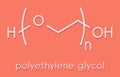 Polyethylene glycol PEG, chemical structure. Forms of PEG are used as laxatives, excipients, etc. Skeletal formula.