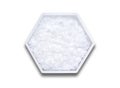 Polyethylene in hexagonal molecular shaped container on white background