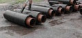 Polyethylene pipes piping plumbing construction material objects heat industry pipeline