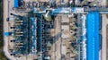 Polyethylene plant in the industrial park, Aerial view polyethylene industry