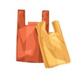 Polyethylene plastic bags. New folded cellophane polythene grocery shopping packages. Clean disposable packs with