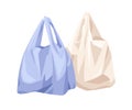 Polyethylene plastic bags. Used cellophane polythene grocery shopping packages composition. Wrinkled crumpled disposable