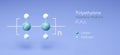 Polyethylene, polyethene, molecular structures, 3d rendering, Structural Chemical Formula and Atoms with Color Coding