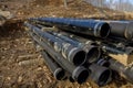 Polyethylene water pipes of prepared for laying a to supply water to the house