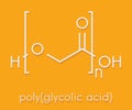 Polyglycolide PGA biodegradable polymer. Used in absorbable sutures. Skeletal formula.