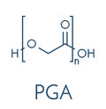 Polyglycolide PGA biodegradable polymer. Used in absorbable sutures. Skeletal formula.