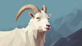 Polygon Art Goat Character With Minimalist Background