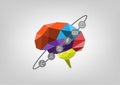 Polygon brain thinking life. Ecosystem creative communication concept. Abstract shape and icon