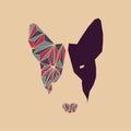 Polygon bull terrier face logo. Dog head. Royalty Free Stock Photo