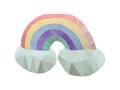 polygonal rainbow, Polygon Cloud with Rainbow Icon on white background Royalty Free Stock Photo