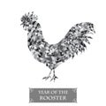 Polygon cock. Symbol 2017 New Year. Grey bird icon. Royalty Free Stock Photo