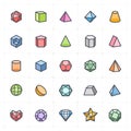 Icon set - Geometric Shapes icon color with outline stroke vector Royalty Free Stock Photo