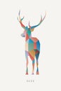 Polygon deer. Low poly animal. Geometric logo icon. Origami style