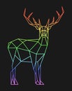 Polygon deer. Low poly animal. Geometric logo icon. Rainbow color
