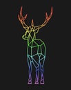 Polygon deer. Low poly animal. Geometric logo icon. Rainbow color