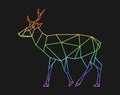 Polygon deer. Low poly animal. Geometric logo icon. Rainbow color