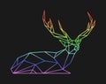 Polygon deer. Low poly animal. Geometric logo icon. Rainbow color