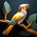 Cockatiel Paper Craft With Polygon Design On Tree Branch