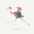 Polygon flamingo. Low poly bird. Geometric logo icon. Triangle graphic Royalty Free Stock Photo