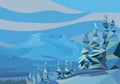 Polygon landscape. vector illustration. snow mountains and trees