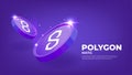 Polygon MATIC coin cryptocurrency concept banner background