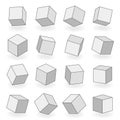 Polygon mesh 3d modeling square blocks volume angle turn isometric isolated icons design vector illustration