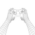 Wireframe Hands Holding Gamepad