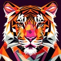 polygon of tiger head. colorful illustration