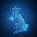 Polygon United kingdom map on blockchain banner.