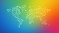 Polygon world map on multicolored background Royalty Free Stock Photo